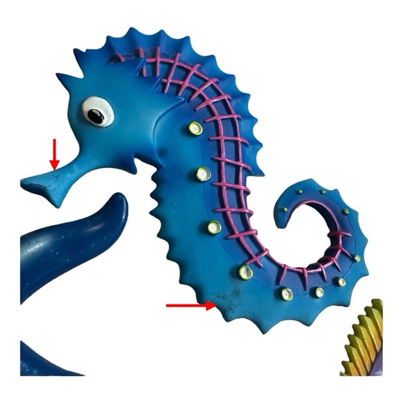 Y2K Fish & Ocean Themed Wall Decor Set of 9 Vibrant Tropical Painted Ceramic - Picture 10 of 16